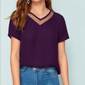 V-Neck Mesh Insert Top